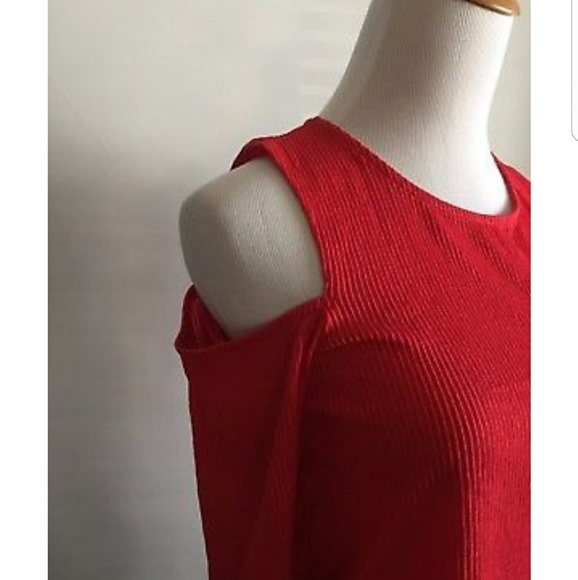 Red Cold Shoulder Top - Picture 2 of 4